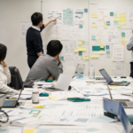 複数部門の参加者がデジタル変革の課題を議論しているワークショップ風景